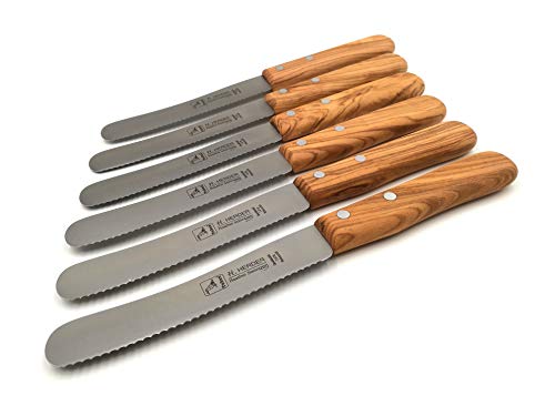 H. Herder 6 Solingen Buckelsmesser Frühstücksmesser 22cm...