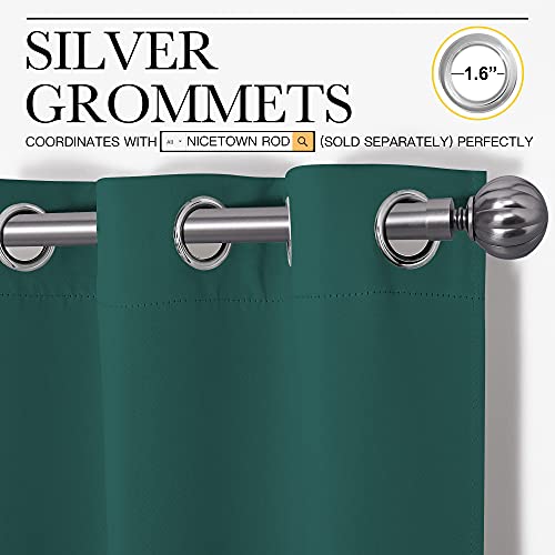 Image of NICETOWN Thermal Insulated Solid Grommet Blackout Curtains /Drapes /Panels for Dining Room (Hunter Green, 1 Pair, 42 by 63-Inch)