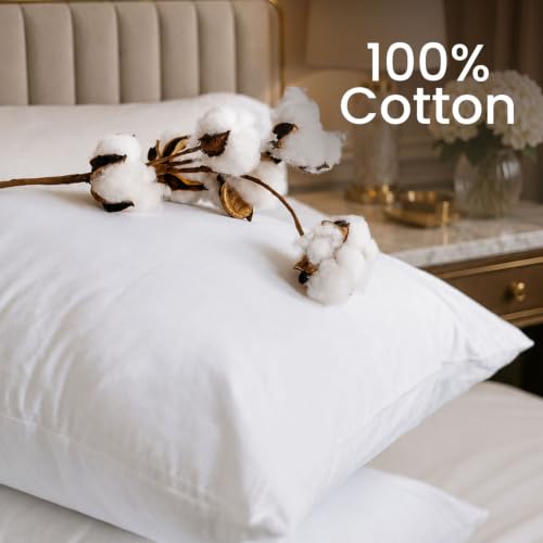 Image of Layers 100% Cotton White Pillow Covers | Soft Breathable Pillowcases - Set of 2 | Standard Size, Durable & Easy Care | Verona Collection