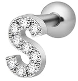 [From da Phactory] [フロム ダ ファクトリー] アルファベット イニシャル 16G サージカルステンレス ジルコニア ジュエル シルバー 軟骨ピアス(S)