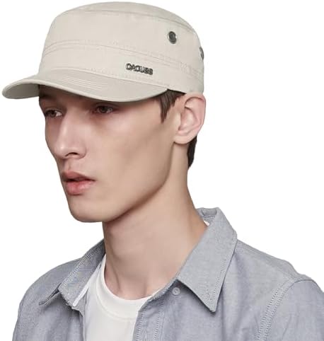 CACUSS Men's Cotton Army Cap Cadet Hat Trucker Dad Hat Military Flat Top Adjustable Classic Baseball Cap