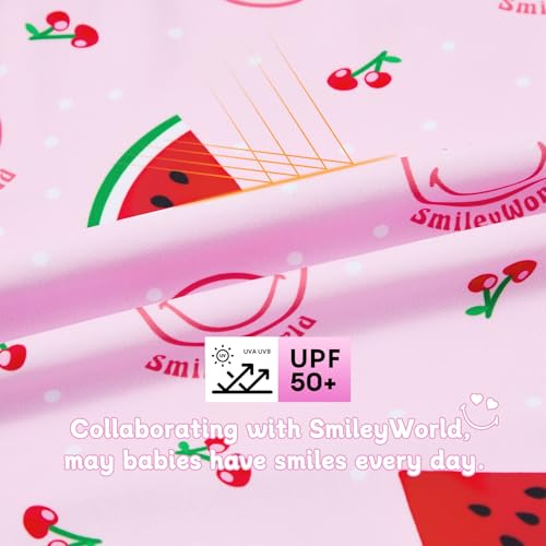 Image of Zando Toddler Girl Swimsuit - Cute Watermelon Smiley Face 4t Bathing Suits for Girls, Adjustable Quick Dry 5T Swimsuit Girls, One Piece Kids Swimwear for Summer Beach Vacation Waterpark Wear 4-5T