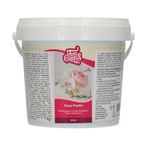FunCakes Gum Paste Blanc: Parfait pour les fleurs en sucre, les volants et plus encore. Étalé...