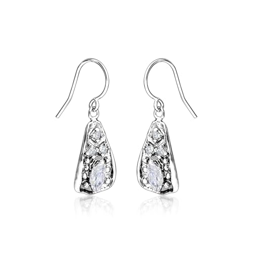 925 Sterling Silver Dangle Earrings for Women - Triangle Shield with Cubic Zirconia Vintage Design - Hypoallergenic, Lead & Nickel Free - Artisan Handcrafted Statement Earrings by Jean Rachel Jewelry3