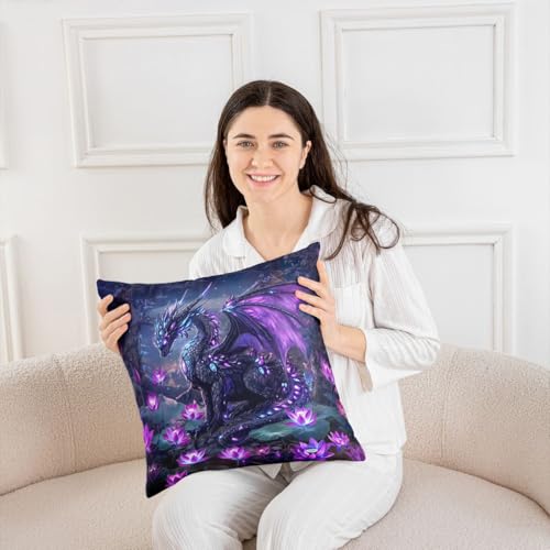 Housse de coussin dragon 3D mystérieux Homewish violet