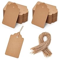 200 Geschenkanhänger Aus Kraftpapier - 9x4cm Mit Juteschnur