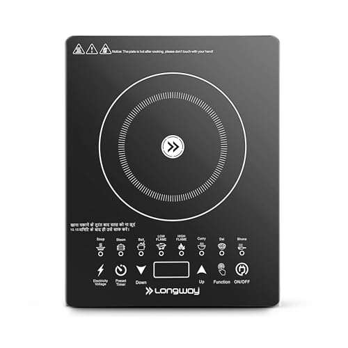 Longway Induction Cooktop Touchcook IC 2000 Watt with Auto Shut-Off & Over-Heat Protection | 1-Year Warranty | (Black, Touch Button)