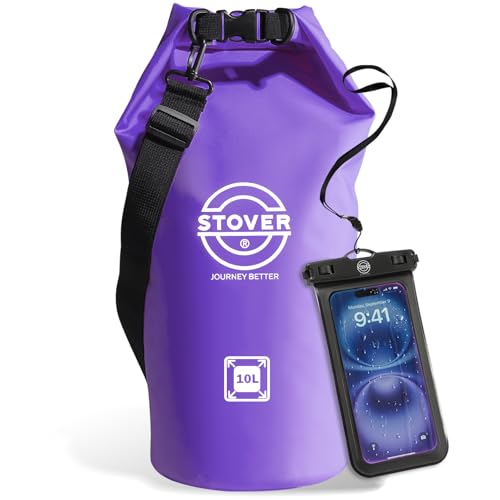 Image of STOVER 5 /10 /25 /30 /40L Waterproof Dry Bag, Medium Lightweight Roll Top Dry Bag Backpack w /Waterproof Phone Case, Kayaking, Travel, Hiking, Fishing, Tubing, Camping, the Beach, Men /Women (Purple)