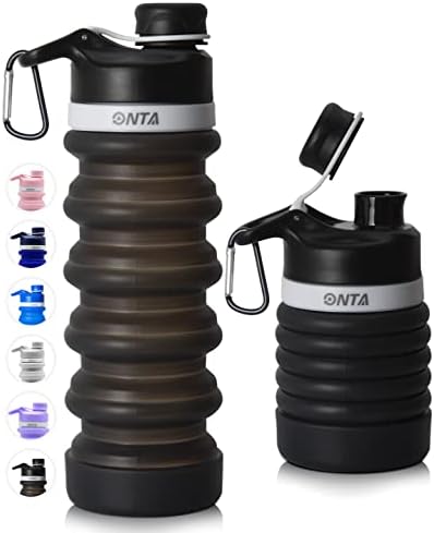 PLTCAT Collapsible Silicone Water Bottle - 26oz (750ml), BPA-Free, Leak-Proof, Hot & Cold Resistant, Portable With Hook