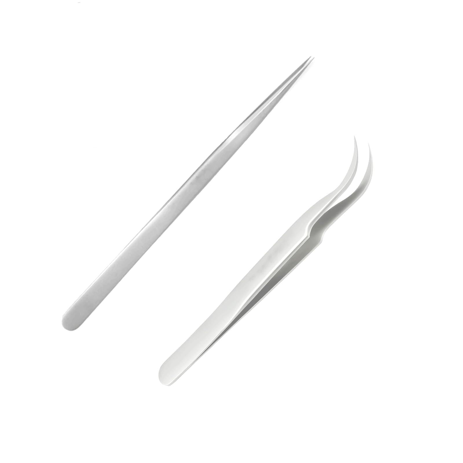 Agtehbz Silver 2 Pcs Stainless Steel Tweezers, Precision Esd Tweezer Set For Crafting, (Fine Tip + Eagle Tip) Anti-Static Stainless Steel For Electronic Device Repair, Electronics, Laboratory (Silver)
