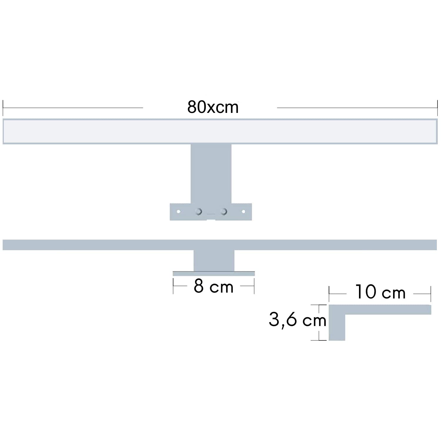 kalb | 80cm LED lampada da bagno luce a specchio lampada a specchio 230V, cromata (bianco neutro)