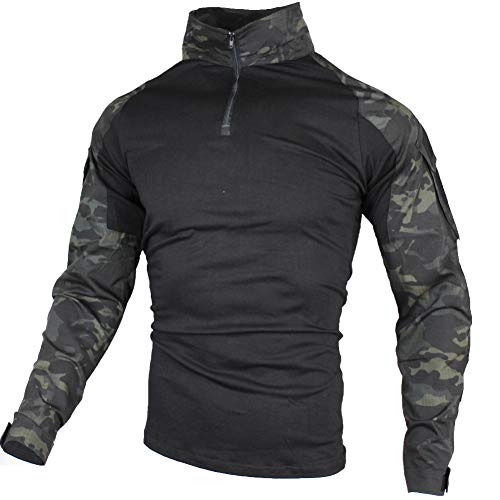 zuoxiangru Camiseta de Combate táctica para Hombres, Camisa Multicam Transpirable Ripstop para Caza Militar Airsoft (Aymc, EU XL=Tag 3XL)