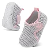 FEETCITY Toddler Slip On Shoes Boys Girls Walking Shoes Infant Barefoot Shoes Toddler School Sneakers Pink Grey