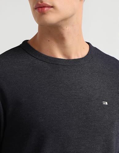 Image of Arrow Sport Men's Textured Pure Cotton T-Shirt