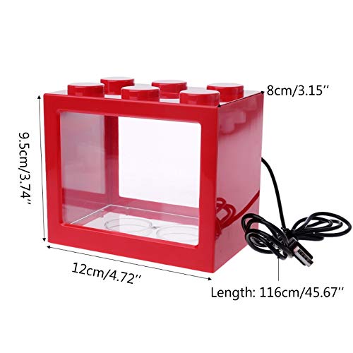 Réservoir à poissons, bocal à poissons, Mini aquarium for poissons avec lampe LED Cylindre de combat for poissons Betta Mini kit de bol à poissons oblat en verre Petit aquarium for poissons(Blanco)