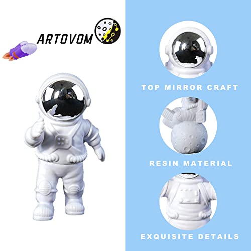 Artovom Astronaut Figures Toys, Astronaut Decor, Astronaut Space Toys Planet Resin Statues, Space Gifts Ornament Desktop Decoration, For Kids Room Bedroom Bookshelf (Silver/White, Walk) #TOP1