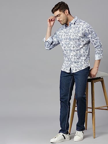 Image of Thomas Scott Men's | Printed | Full Sleeve | Slim Fit | 100% Cotton | Spread Collar | Casual Shirt