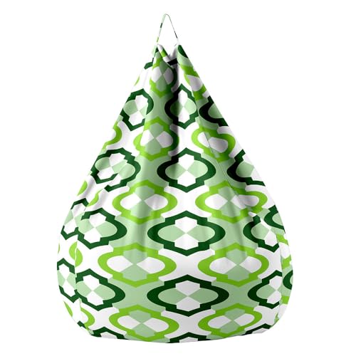 Fasbuy Estampado de Geométrico Puff, 3D Puff Gigante sin Relleno con Asa, Salon Bean Bag para Almacenaje, Puf Sofa para Adultos Niños Exteriores Interiores (Verde,XXL)