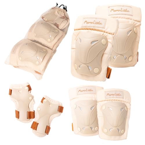 MomnLittle Kids Knee Pads and Elbow Pads Wrist Guards Set for 3-7 Years Girls Boys 3 in 1 Protective Gear Set for Skating Inline Cycling Skateboard
