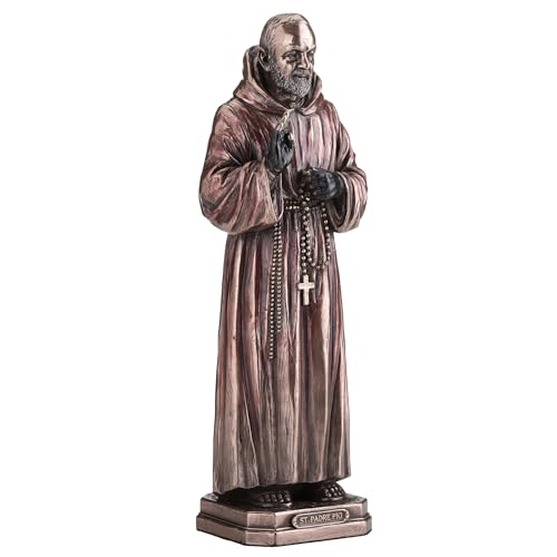 Estatua religiosa Padre Pio 21.5 cm de resina y bronce miniatura 2