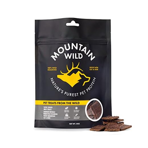 MOUNTAIN WILD Venison Jerky Training Treats for Dogs – Elk & Deer Meat Protein Dog Treat High-Value Reward – All-Natural, No Fillers, Grain-Free, No Artificial Preservatives – 8 oz (1 Pack)