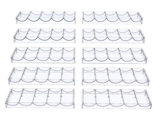 Gatherchuan Acrylic Poker Chip Tray Rack Without Lid for 100 Standard Casino Chips,Tray Rack Chip Storage Display Case for Texas Hold'em, Blackjack,Gambling, Poker Clubs,Clear