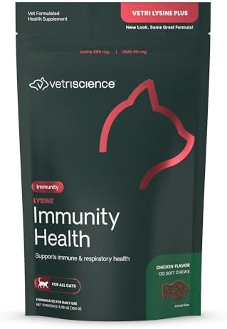 VetriScience Lysine Immunity Health Chews, 250 mg Lysine Plus Imm...