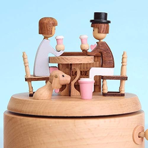 Wooden Rotating Music Box Clockwork Music Handmade Wooden Box Craft Accessories Retro Home Decoration Gift image 4