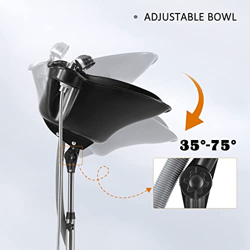 Artist Hand Shampoo Bowl Portable Salon Sink With Adjustable Height And Drain; Sprinkler With Switch Hair Washing Basin Salon Chair Barber Deep Bowl #TOP2