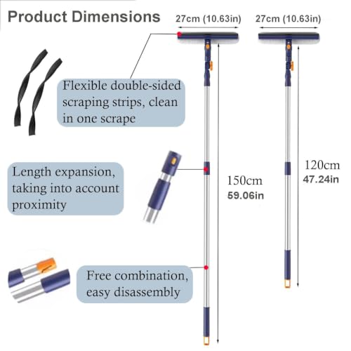 Perche d'extension réglable blanche 120cm pour raclette de vitre