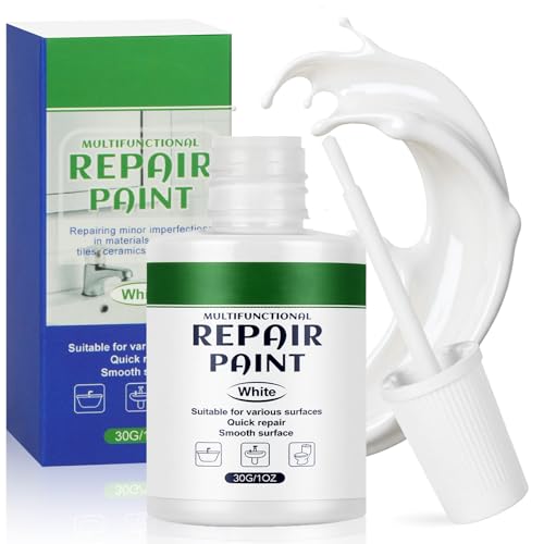 Aomig Peinture de Réparation Émail, Peinture de Retouche en Émail Imperméable Blanc, pour Réparer Les Petits Défauts, Rayures Fissures dans Les...
