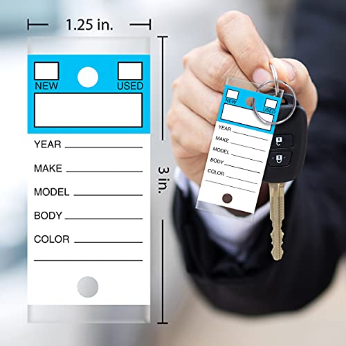 Image of Versa-Tags 250 Per Box, Self-Protecting Paper Key Tags with Chrome-Plated Split Rings Perfect for Car Truck Or RV Dealers Top Stripe Blue