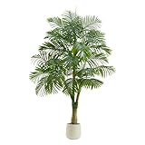 FSOHOI Artificial Golden Cane Palm Tree 6FT Tall Fake Plant Large Tropical Palms Trees with 3 Realistic Trunks, Faux Palm Plant Artificial Tree in Pot for Indoor Outdoor Room Patio Office Home Decor