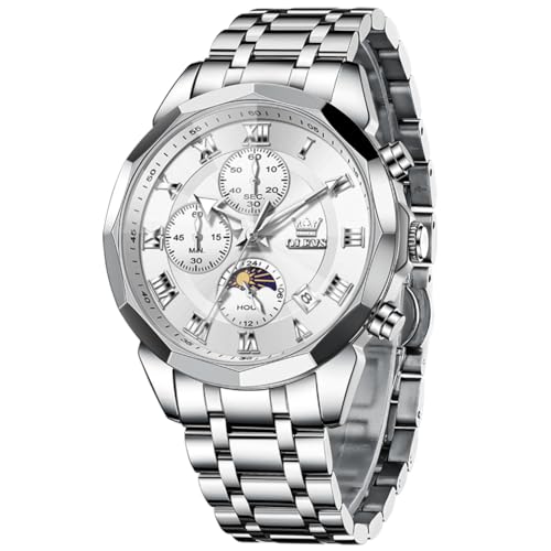 OLEVS Men Watch Luxury Business Watches Multifunction Chronograph Moon Phase Waterproof Luminous...