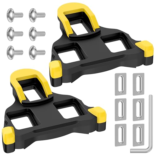 Ambienden Tacchette SPD Per Scarpe Pedali MTB| Pedali Bici Ad Flottazione Di 6° Tacchette Compatibile Con I Sistemi SH10/SH11/SH12/PC, Per Ciclismo Su Strada All'Aperto(Giallo)