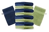 Der Waschhandschuh hat eine Bordüre und einen Kordelaufhänger - Qualität 470 g/m².