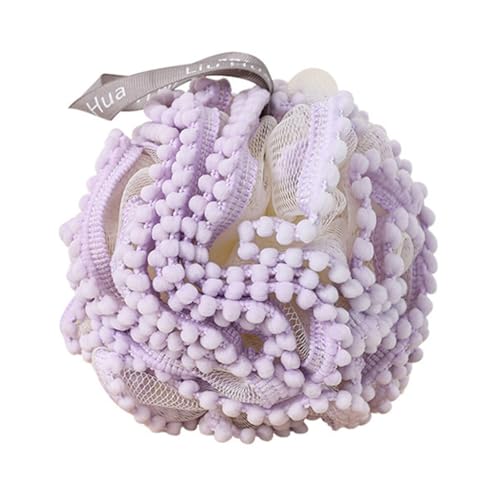 Zanthicia Boules de bain exfoliant bain corps éponge serviette bouffée résistance nettoyant douche peau produits fournitures épurateurs, Violet