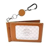[HERBE] パスケース 4面収納 牛革 リールストラップ 回転式 日本製 定期券入れ キャメル