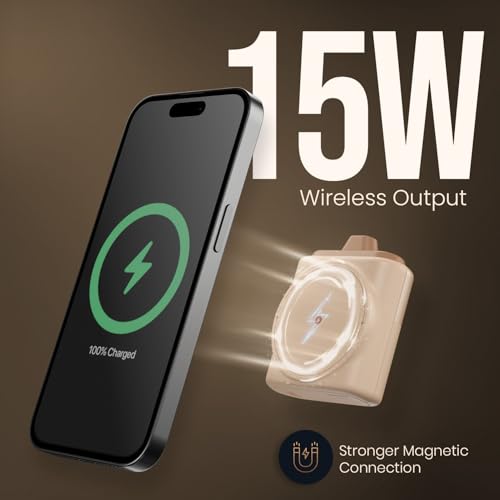 Image of Portronics Moji 10K Smallest Wireless 10000Mah Fast Charging Power Bank with Detachable USB Type-C Cable, Strong Magnet, 20W Wired Output, for iPhone 12 & Above, Android & All Qi Enabled Devices