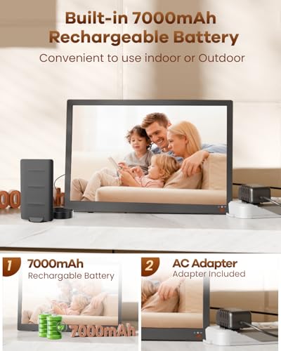 Image of NORTHING 17.2 inch Portable TV with Antenna, 7000mAH Built-in Powered TV with USB /HDMI /AV Input, 12V Small T V for Camping Kitchen Bedroom RV Patio Car Power Outage, Sleep Timer
