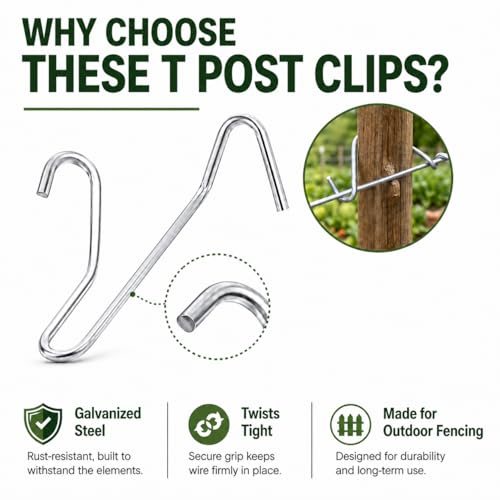 T Post Clips 500 pcs Fence Wire Tensioner, Galvanized Steel Fence Clips for Securing Wire Garden Farm Highway Sport Fences by Yukibefo - Image 6