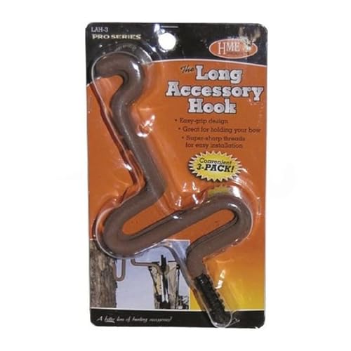 Image of HME Extra Long Accessory Coated Hunting Hook Convenient Way to Hold Multiple Items Sharp Tip Easily Screws into Tree, 3 Pack (Bister)