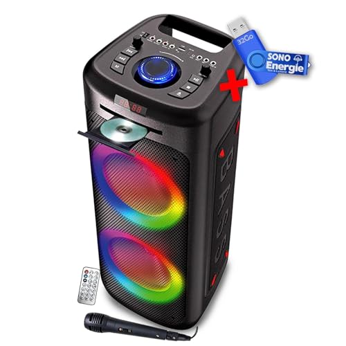 Enceinte Autonome Lumineuse avec Lecteur CD Inovalley MS06-CD-XXL - Bluetooth 5.0 et Radio FM
