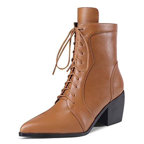 Botines de tacón grueso con cordones y cremallera lateral de cuero mate Cover