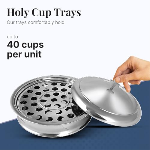 Communion Ware Church Set | Stackable 2 Communion Trays with Cover & 2 Bread Plates with Cover, 80 Cups Included | Ideal for Churches | Stainless Steel - Shiny (Silver) Finish by Mayur Exports - Image 5