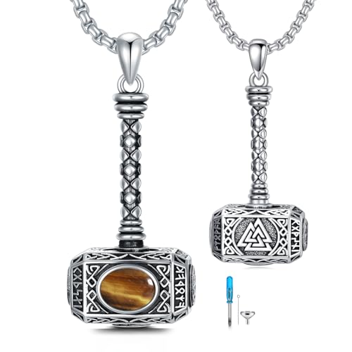 Pendentif urne viking runes argent massif pour garder un souvenir sans peur de perte