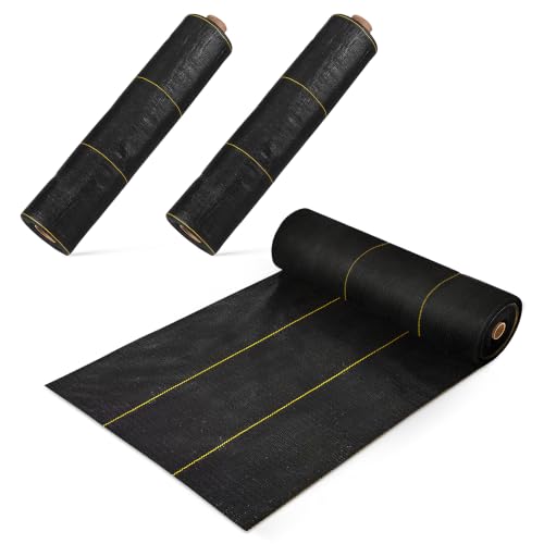 Dewitt 3-Pack Sunbelt Weed Barrier Fabric 3.2 oz, 3 x 300 Feet – Heavy-Duty Ground Cover Mat for Greenhouse Floors, Garden Rows, Raised Beds, Yard Gardening, and Outdoor Landscape Protection