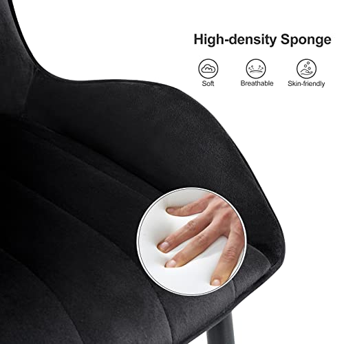 TUKAILAi Velvet Upholstered Dining Chairs Set of 4 with Sturdy Metal Legs, Mid-Century Modern Velvet Accent Desk Chair Open Arm Side Chair for Kitchen Living Room Guest, Bed Room Black - Thumbnail 5