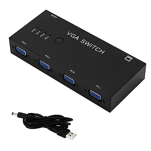Suckoo 4 Way VGA Video switcher 4 in 1 Out 1 in 4 Out bi Directional interconvertible HD Video Sharer Bandwidth 500Mhz Computer Host External VGA TV Monitor Projector selector Switch Box 1920@1080P