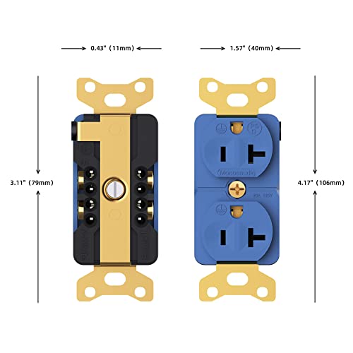 Monosaudio Audiophile Duplex Receptacle 20 Amp 125V Pure Copper Audio Wall Outlet Audiophile Power Receptacle With Flame Retardant Shell For Home Stereo Sound Systems（24K Gold Plated ） #TOP5